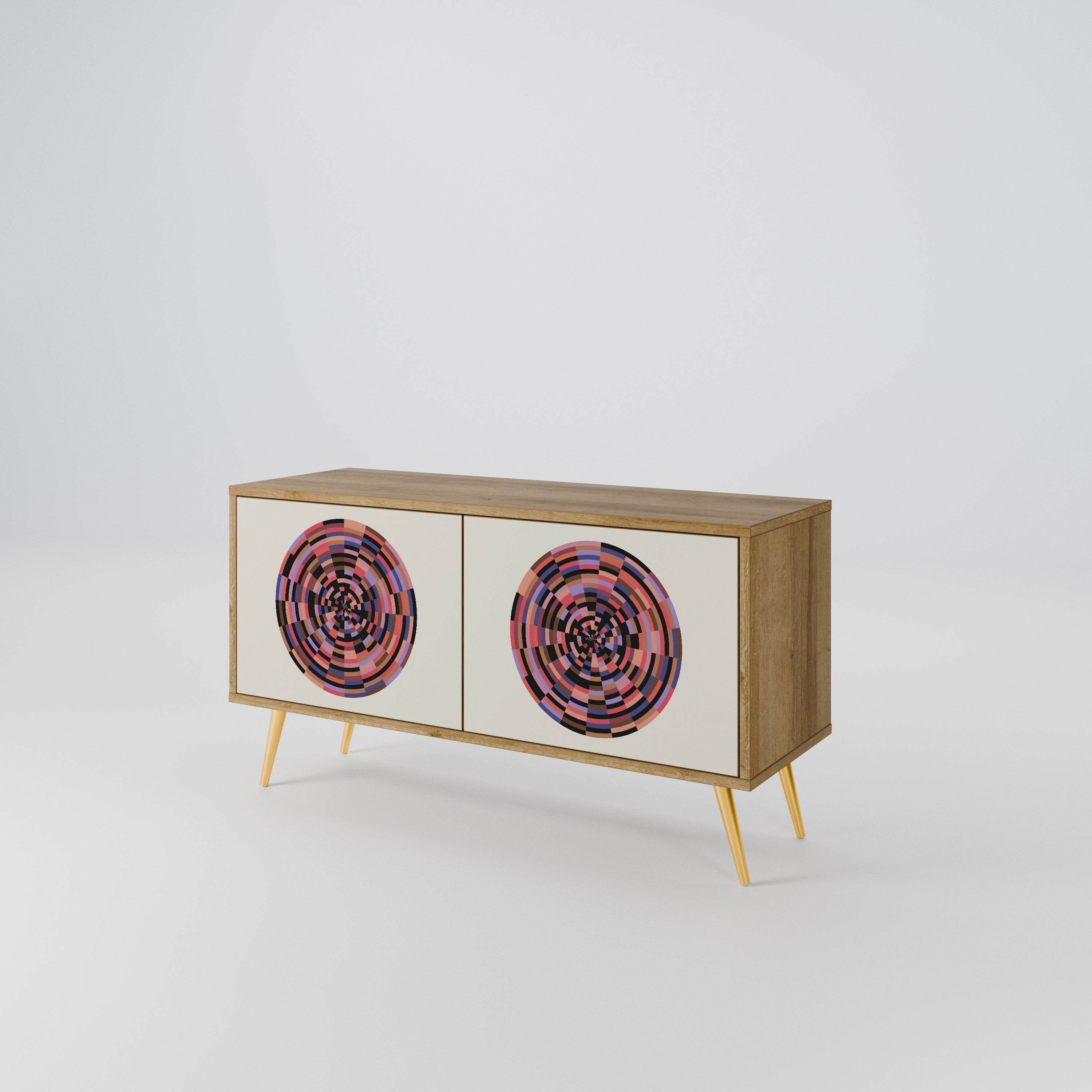 BROWN CIRCLES Compact 2-Door TV Cabinet