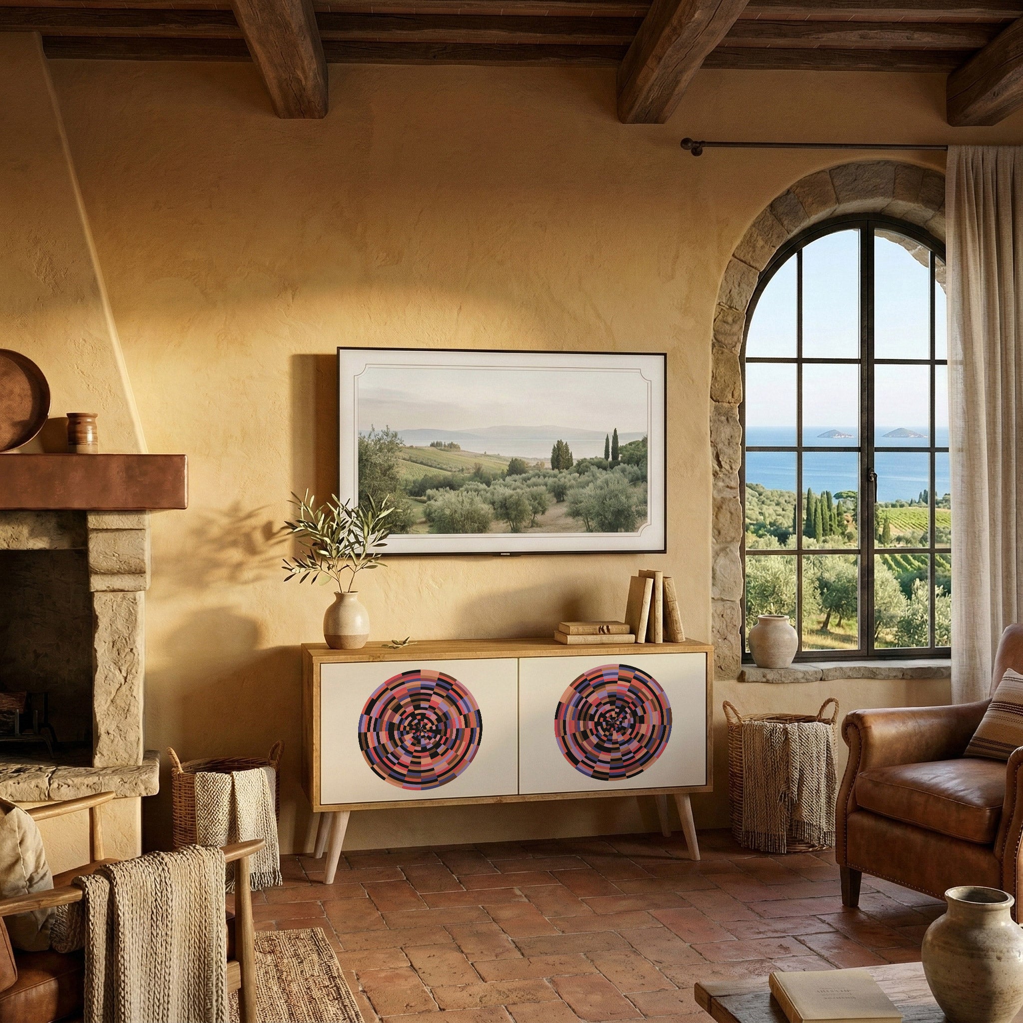 BROWN CIRCLES Kompaktní dvoudveřový TV stolek