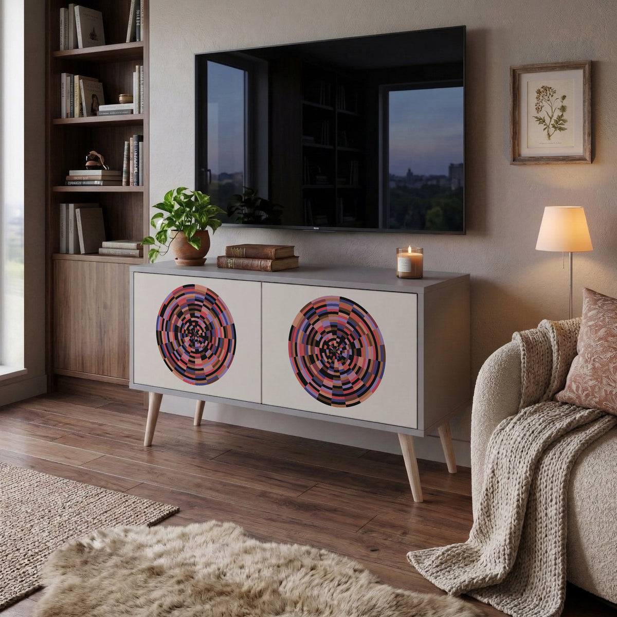 BROWN CIRCLES Kompaktní dvoudveřový TV stolek