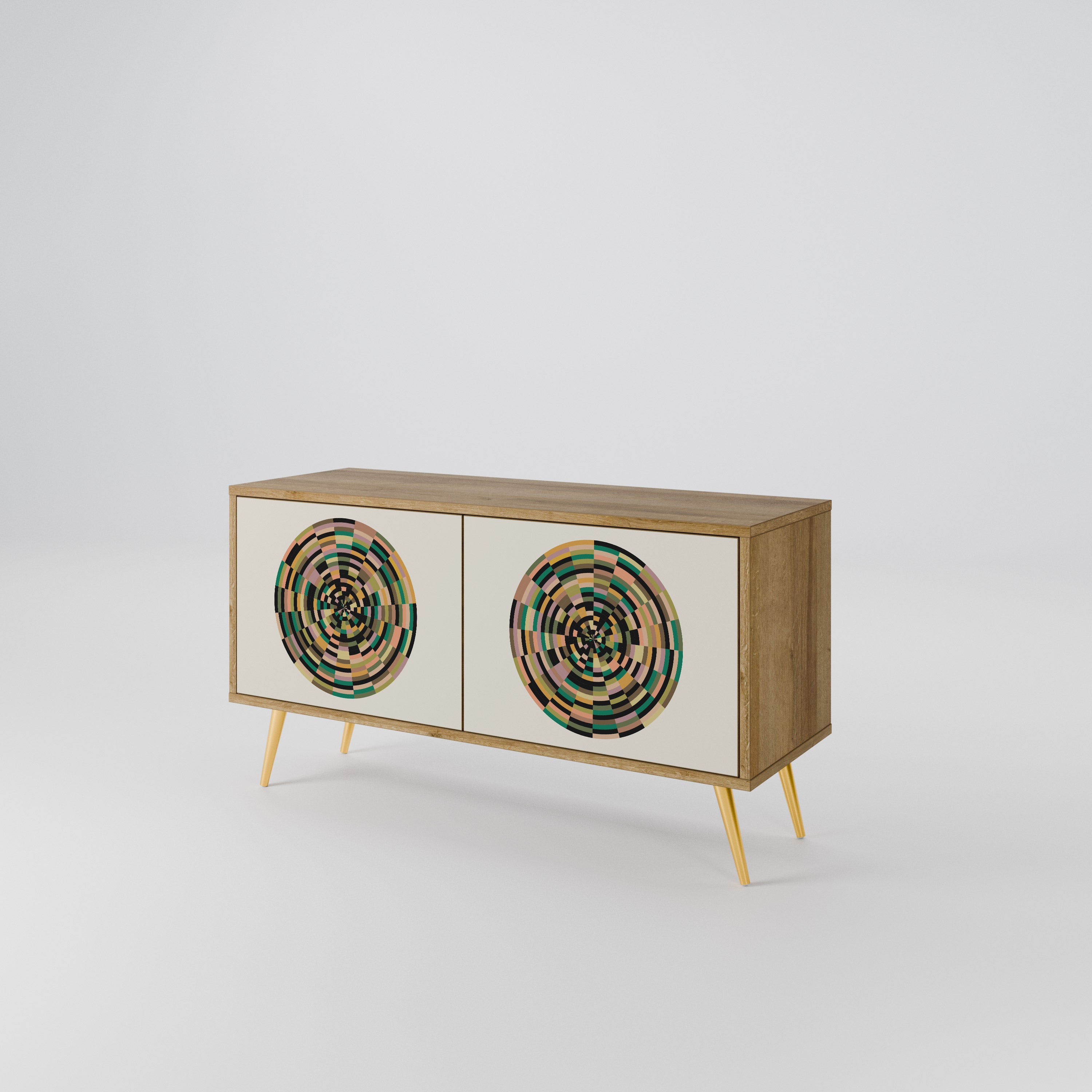GREEN CIRCLES Compact 2-Door TV Cabinet