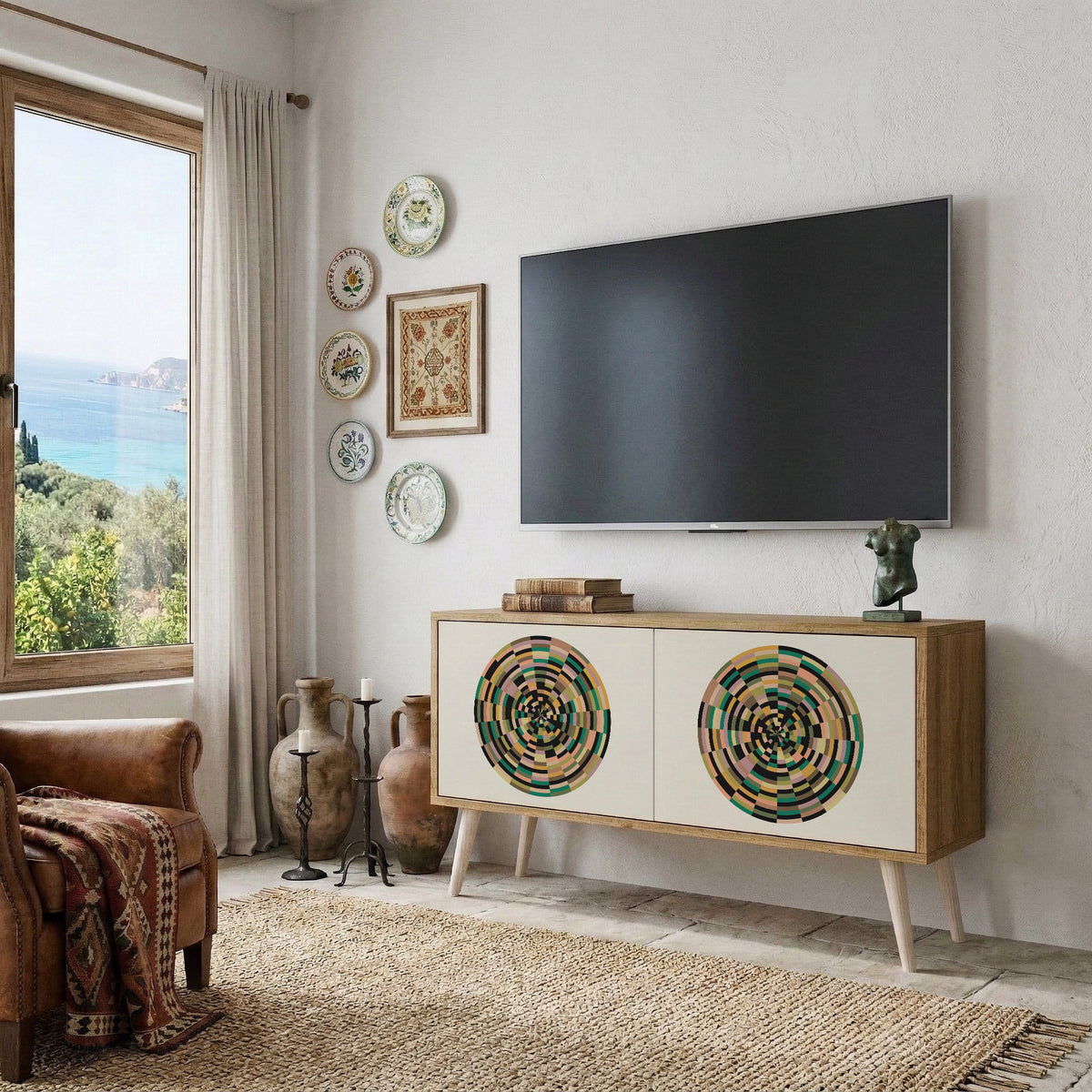 GREEN CIRCLES Kompaktní dvoudveřový TV stolek