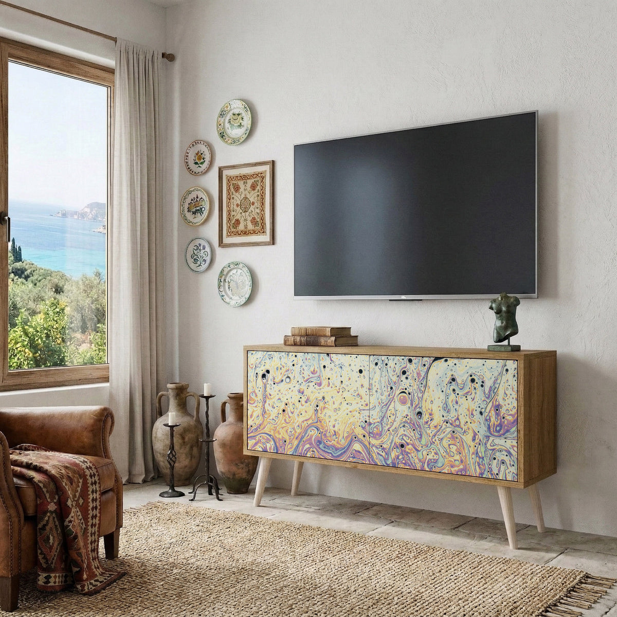MOSAIC OF COLORS Kompaktní dvoudveřový TV stolek