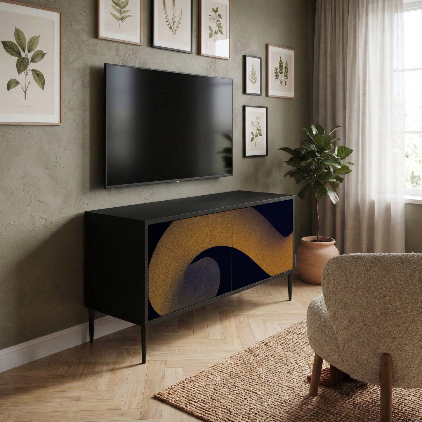 HOLLOW TIME Kompaktní dvoudveřový TV stolek