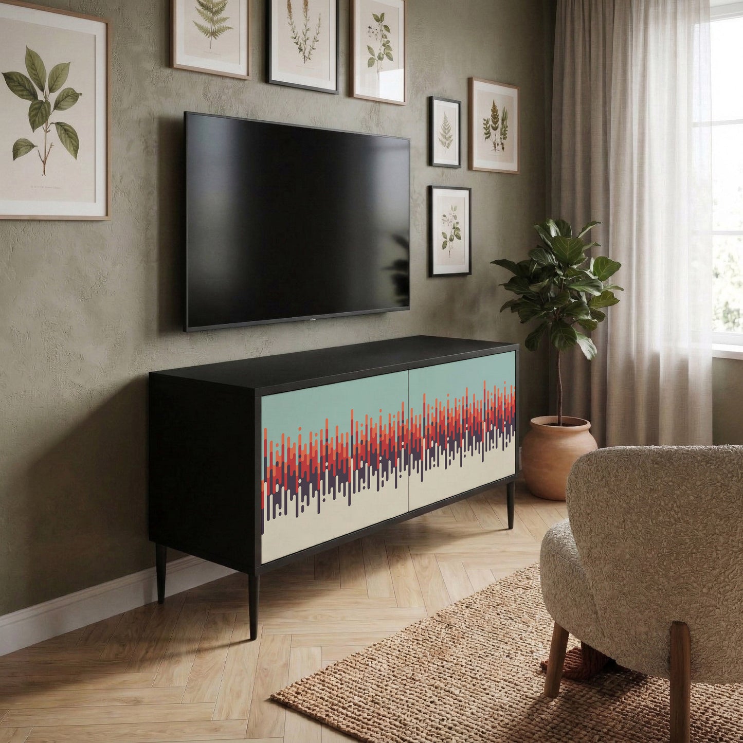 CHROMA CONTOURS Kompaktní dvoudveřový TV stolek