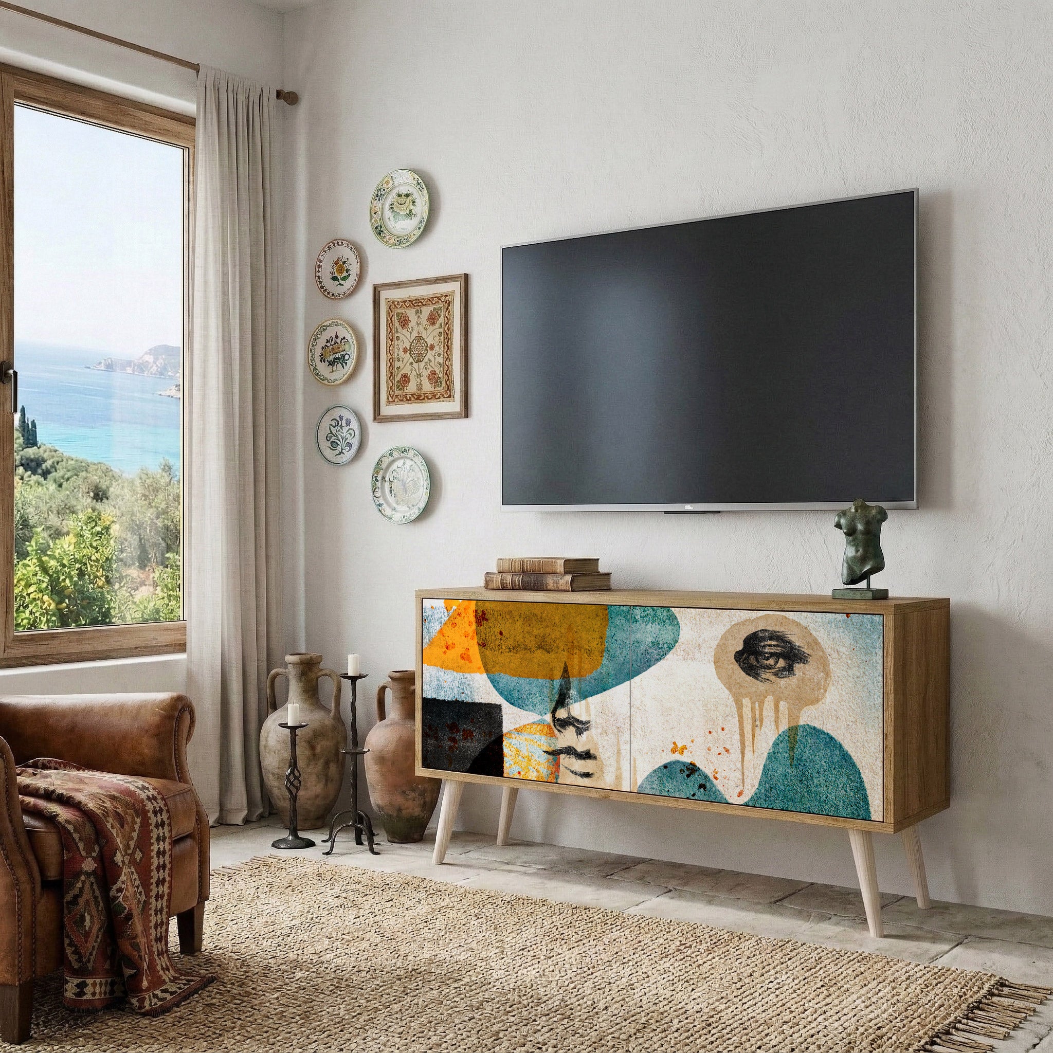 ABSTRACT FACES Kompaktní dvoudveřový TV stolek