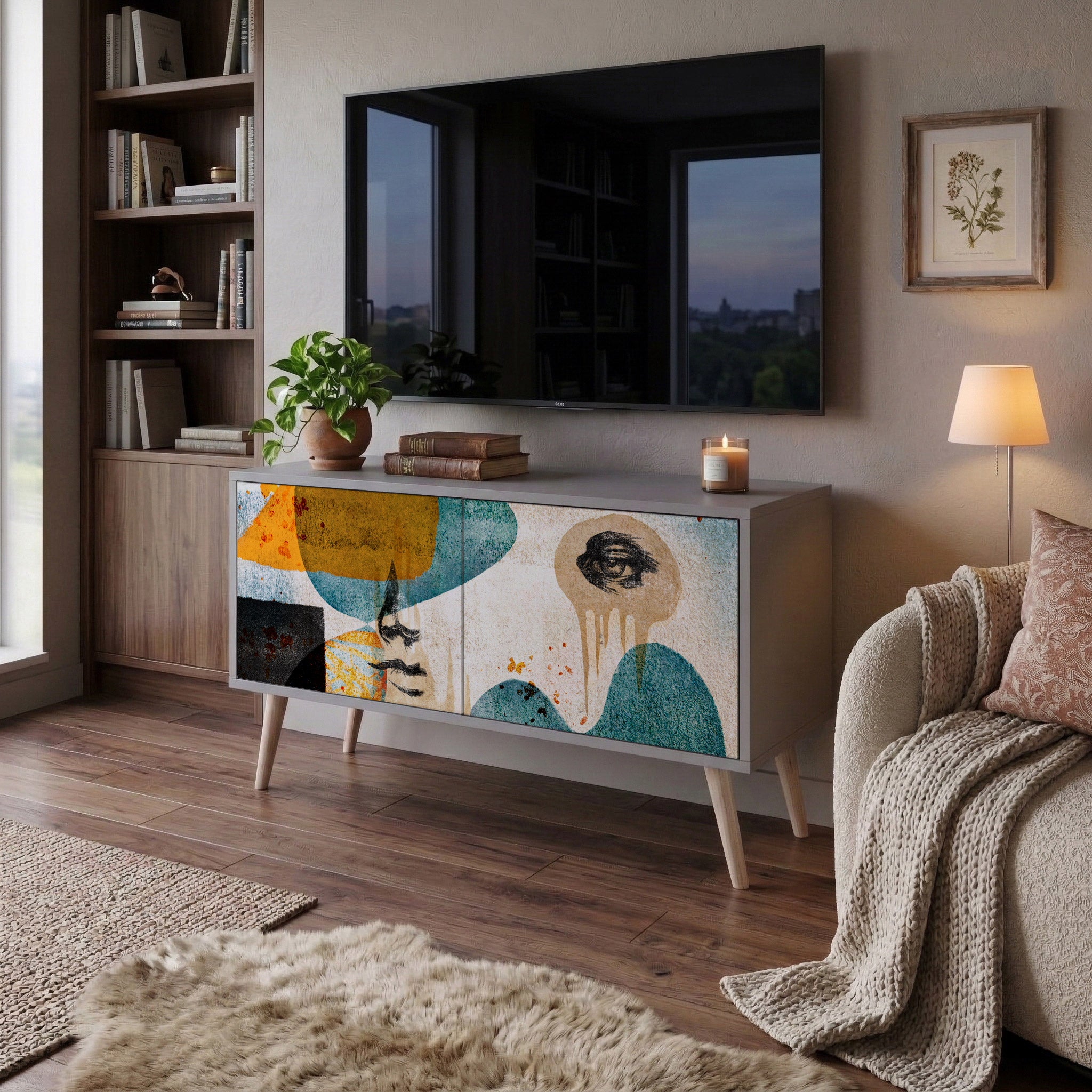 ABSTRACT FACES Kompaktní dvoudveřový TV stolek