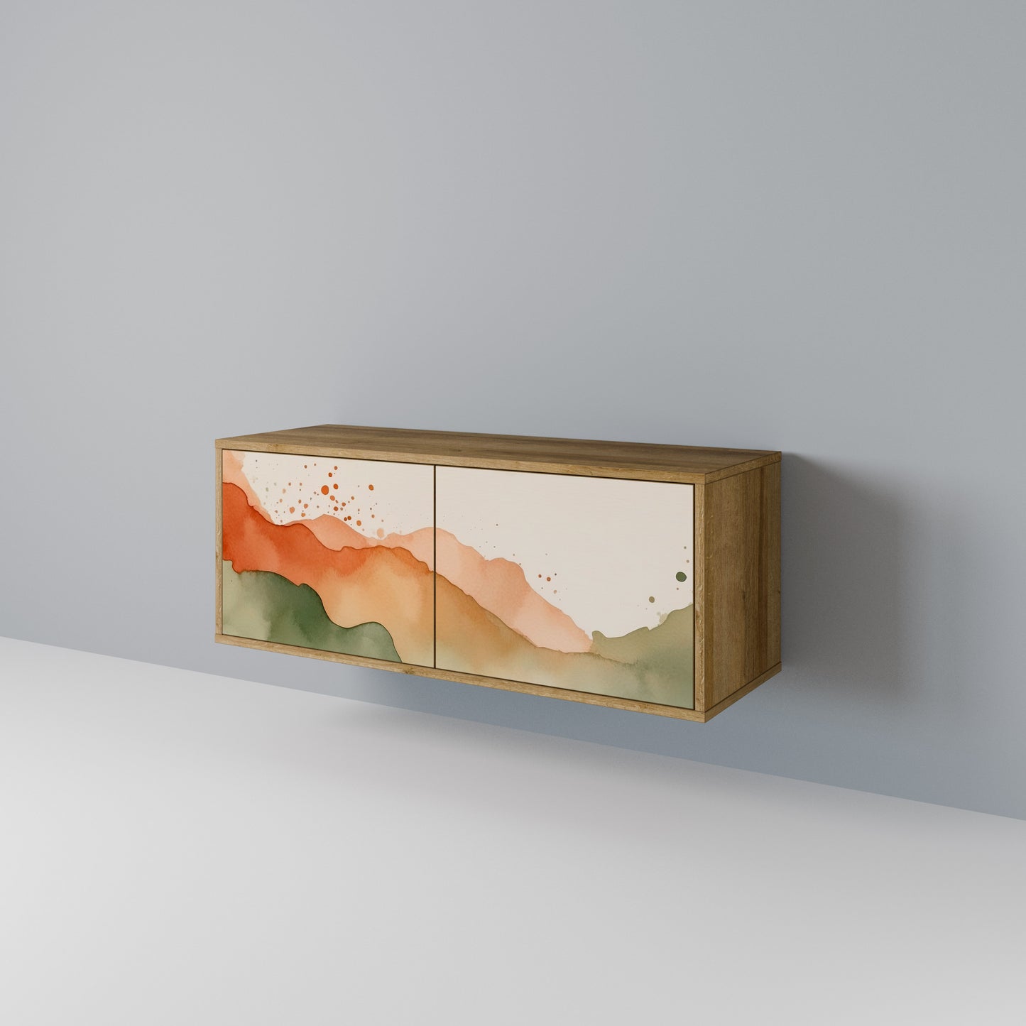 WATERCOLOUR PEAKS Kompaktní dvoudveřový TV stolek