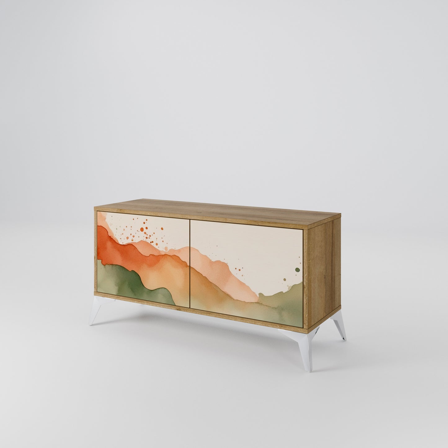 WATERCOLOUR PEAKS Kompaktní dvoudveřový TV stolek