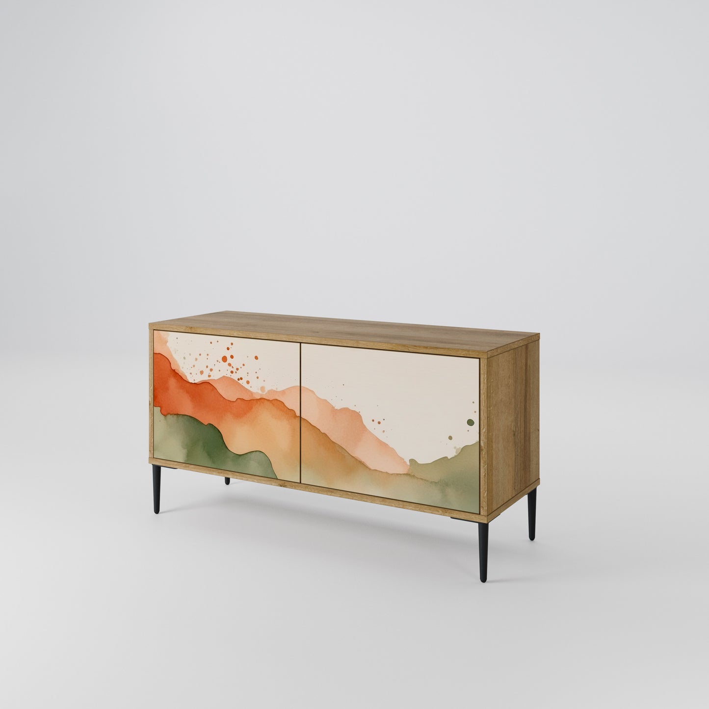 WATERCOLOUR PEAKS Kompaktní dvoudveřový TV stolek