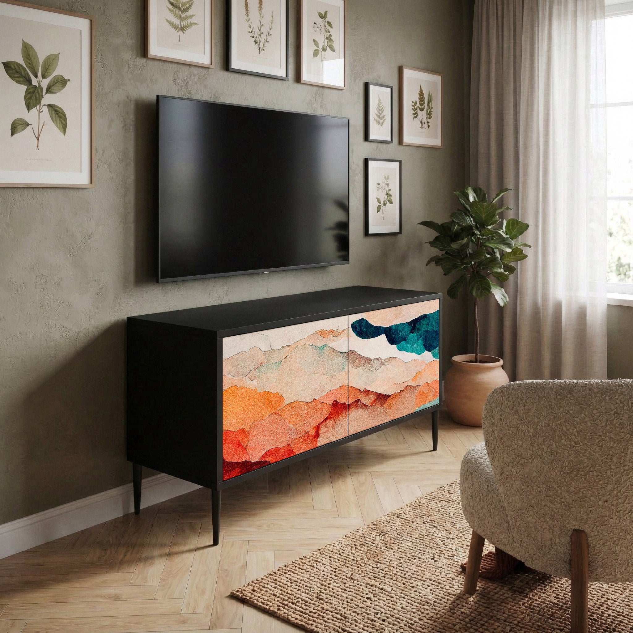 ABSTRACT LANDSCAPE Kompaktní dvoudveřový TV stolek