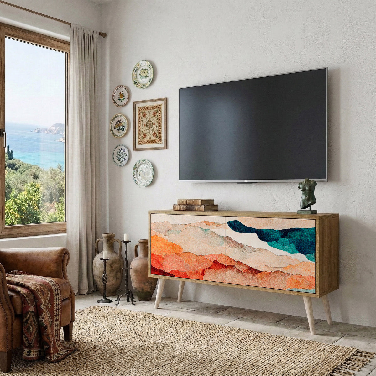 ABSTRACT LANDSCAPE Kompaktní dvoudveřový TV stolek