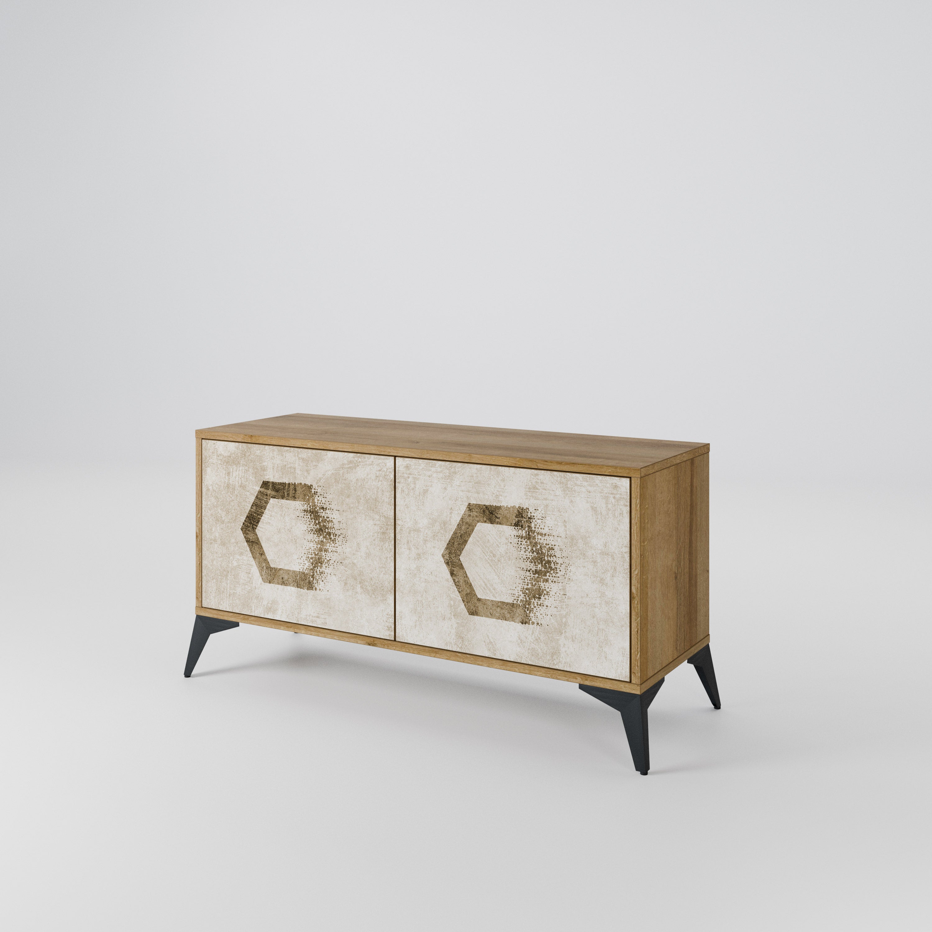 HEXAGONAL SHAPES Compact 2-Door TV Cabinet
