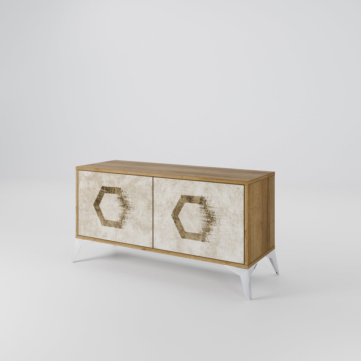 HEXAGONAL SHAPES Kompaktní dvoudveřový TV stolek