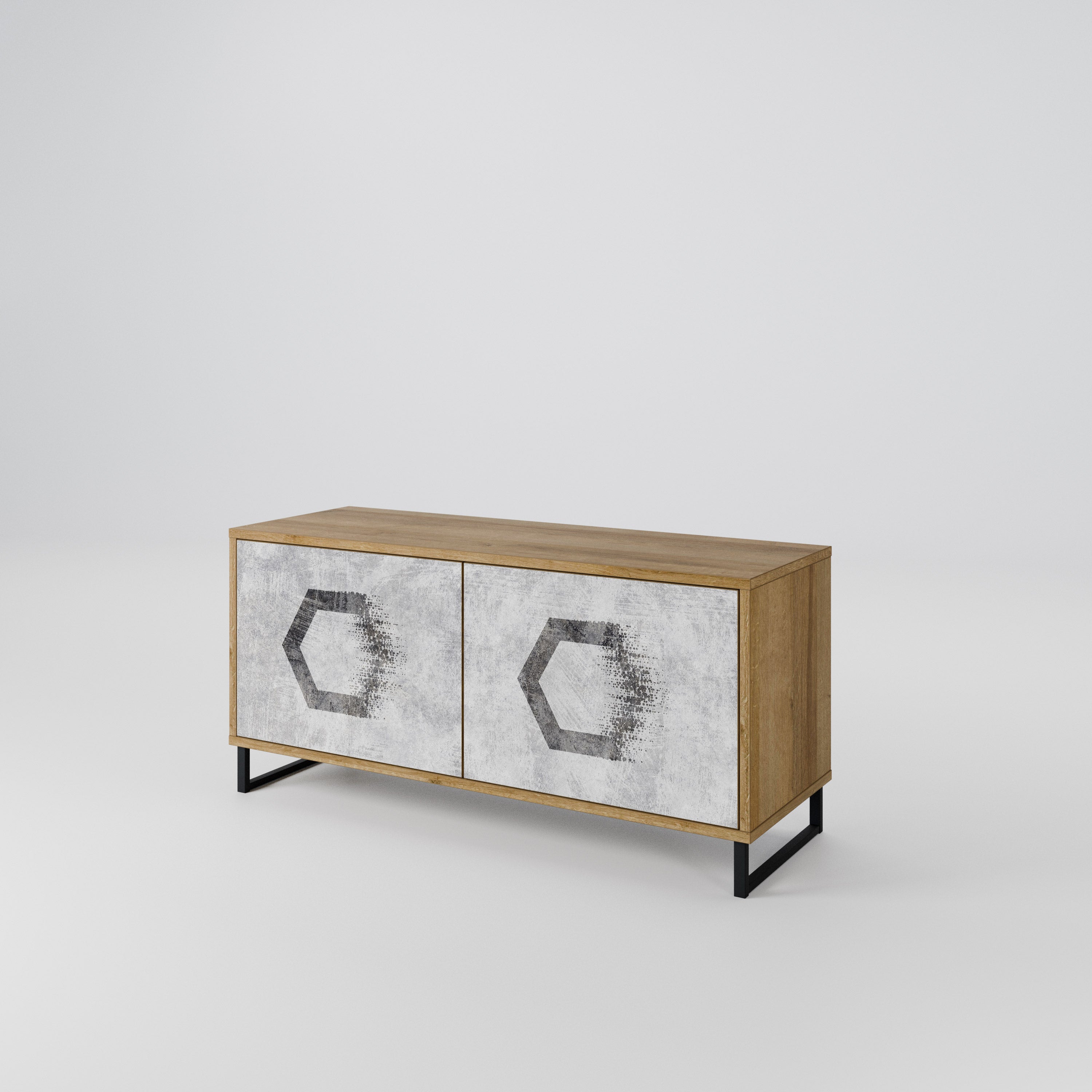 HEXAGONAL FIGURES Compact 2-Door TV Cabinet