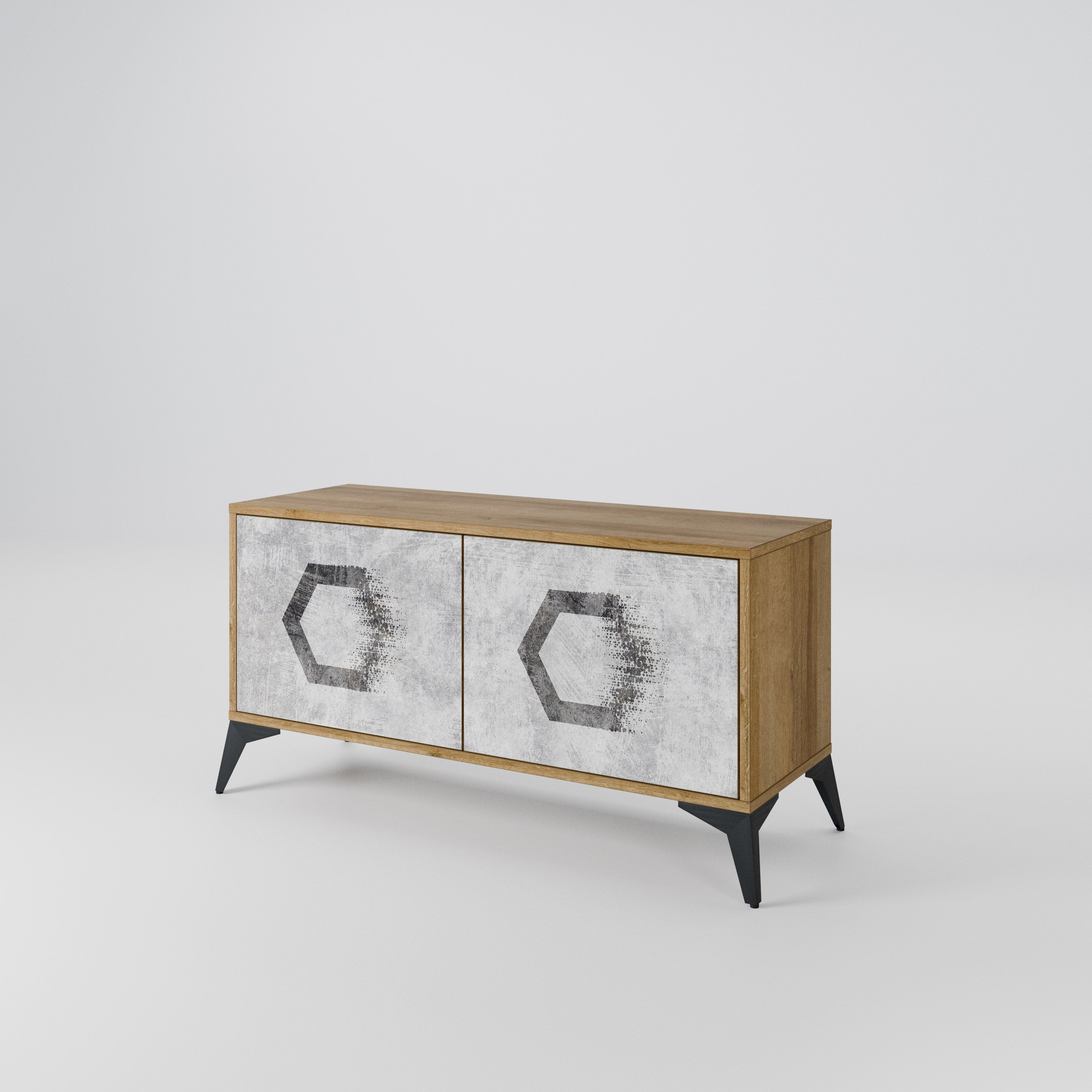 HEXAGONAL FIGURES Compact 2-Door TV Cabinet