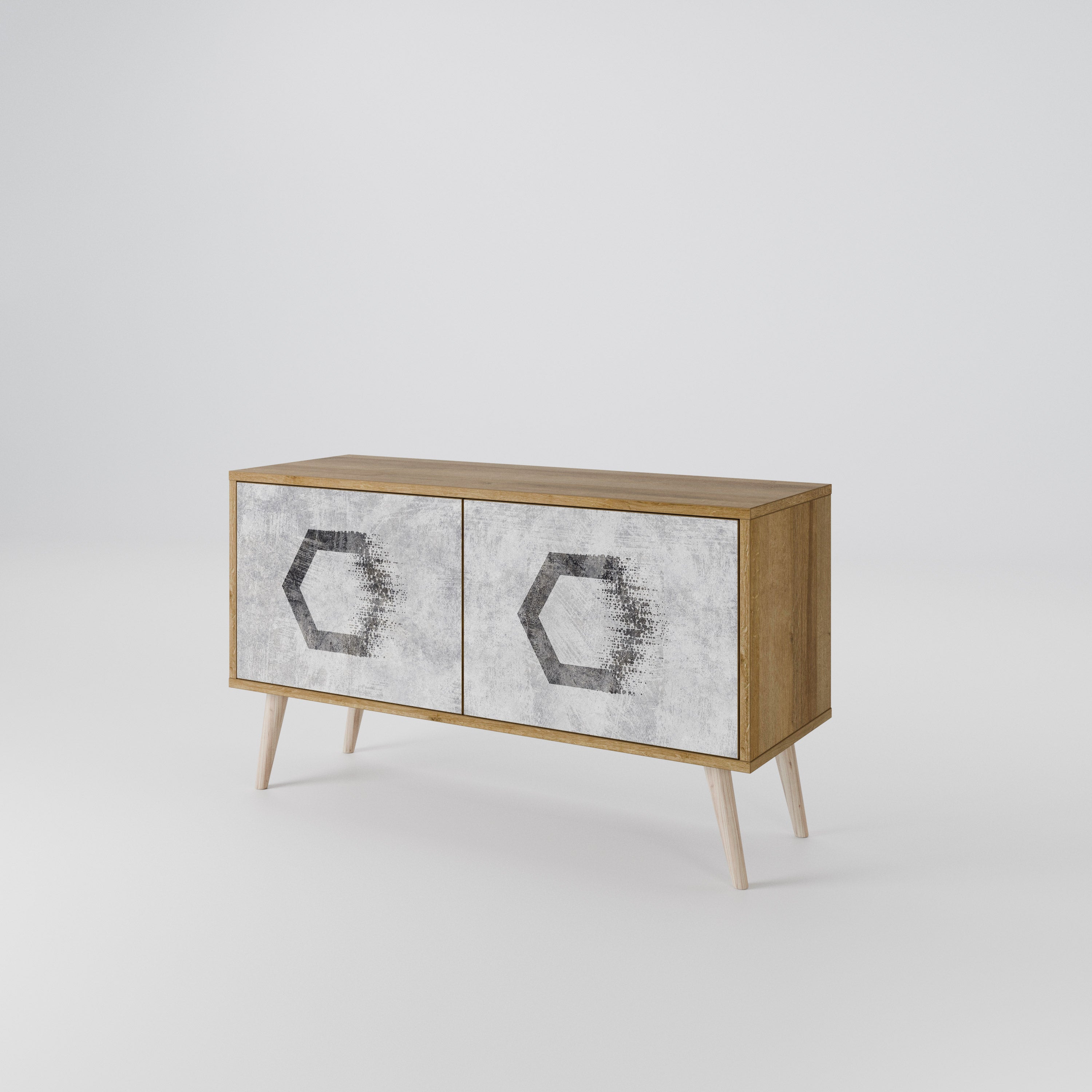 HEXAGONAL FIGURES Compact 2-Door TV Cabinet