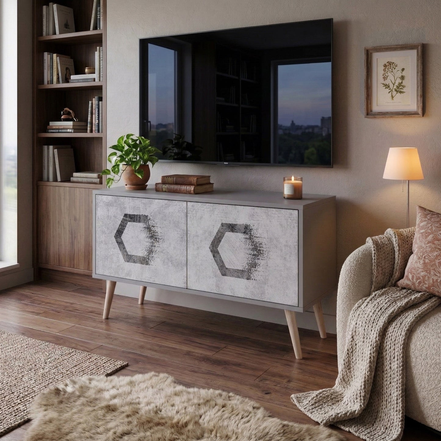 HEXAGONAL FIGURES Kompaktní dvoudveřový TV stolek
