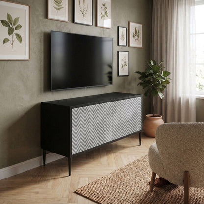 CONCRETE ZIG ZAG Kompaktní dvoudveřový TV stolek