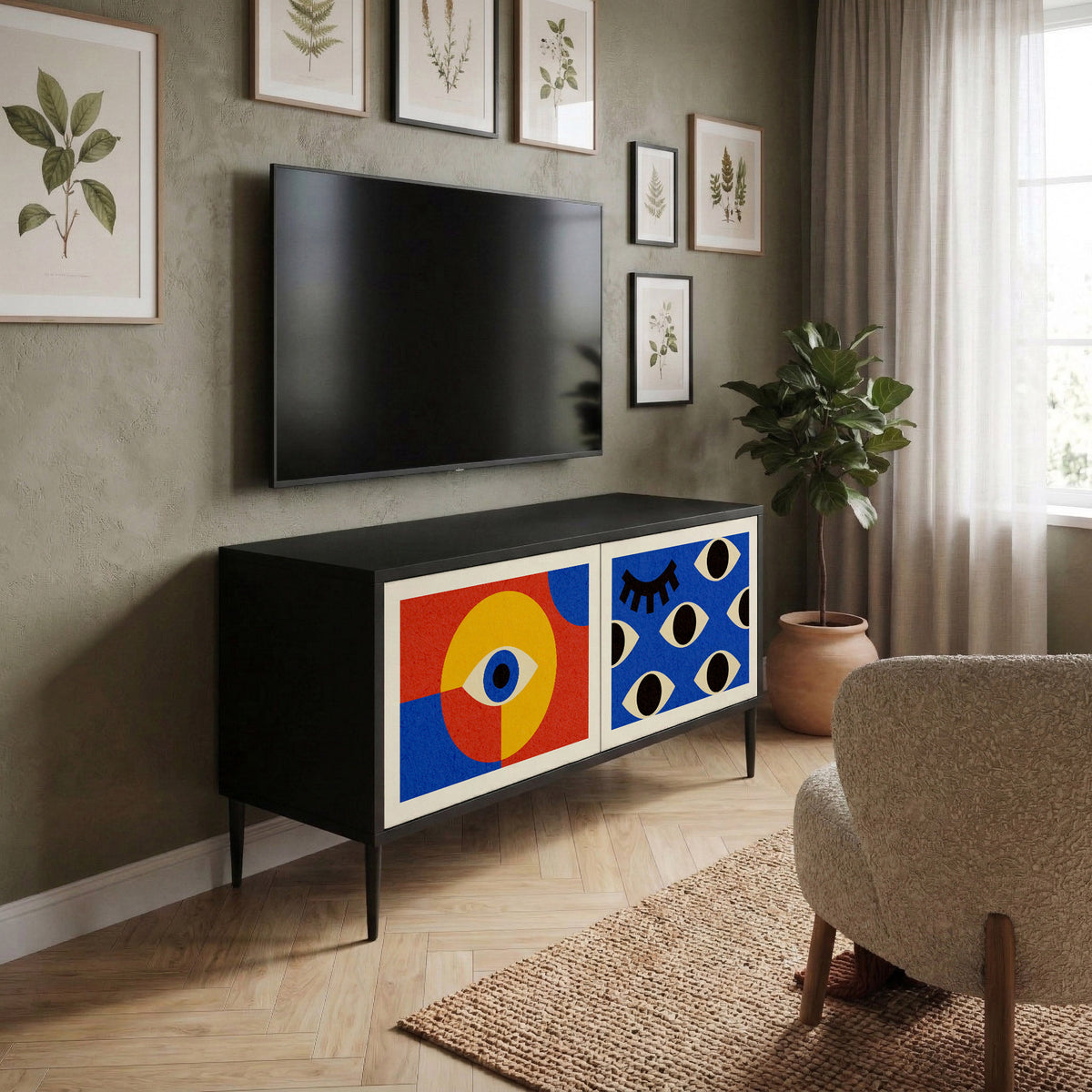 GEOMETRIC EYES Kompaktní dvoudveřový TV stolek