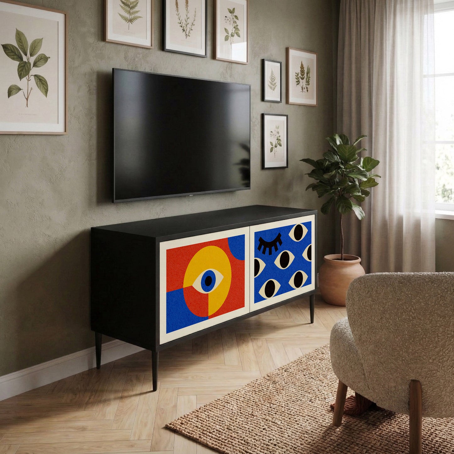 GEOMETRIC EYES Kompaktní dvoudveřový TV stolek