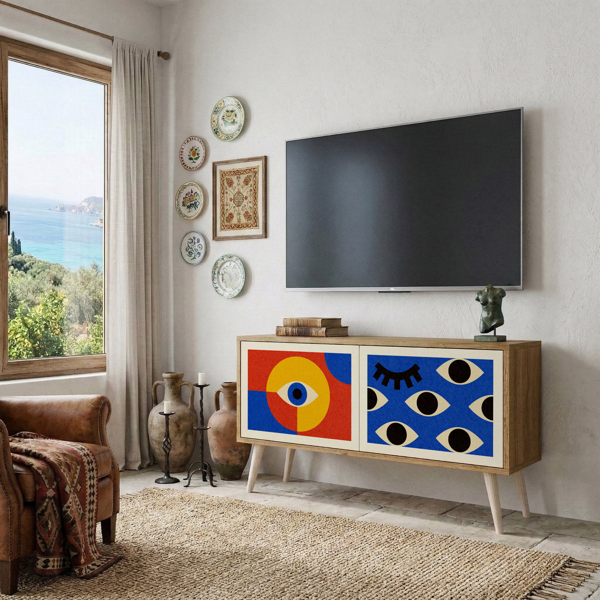 GEOMETRIC EYES Kompaktní dvoudveřový TV stolek