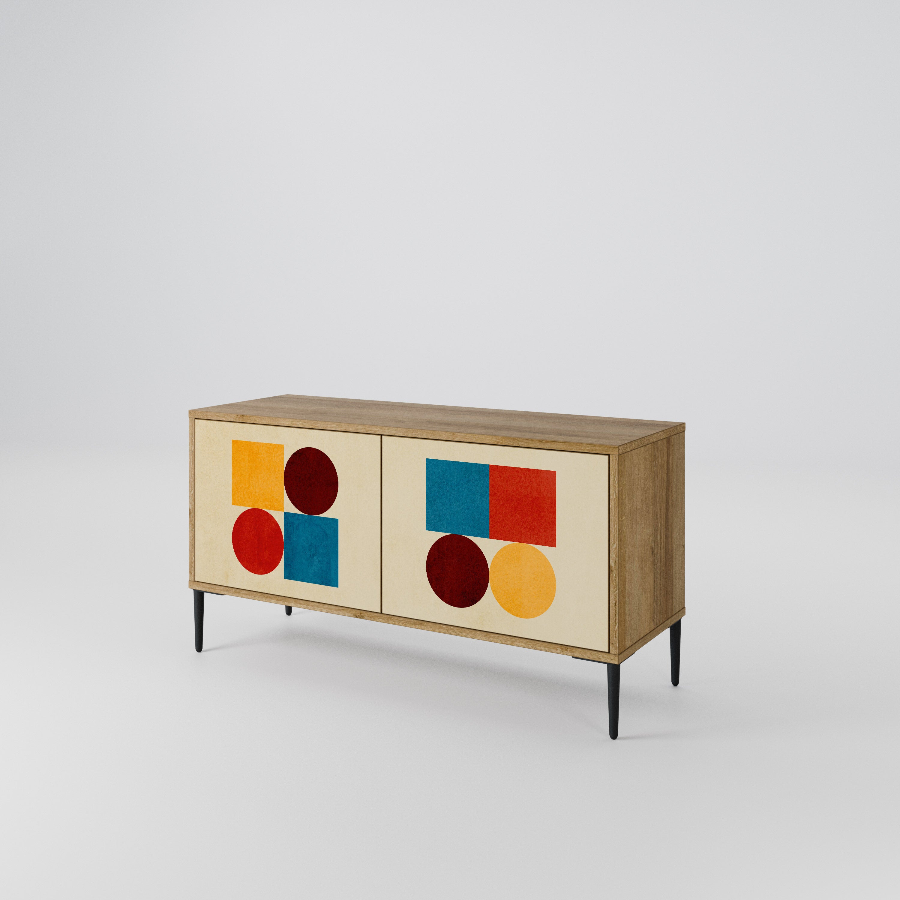 GEOMETRIC PUZZLE Compact 2-Door TV Cabinet