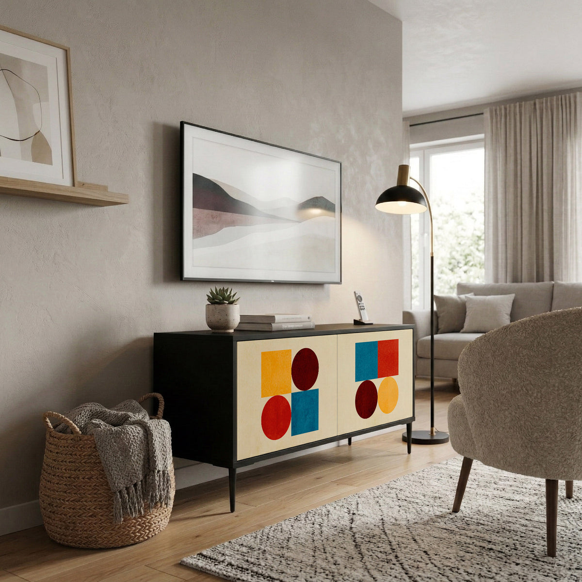GEOMETRIC PUZZLE Kompaktní dvoudveřový TV stolek