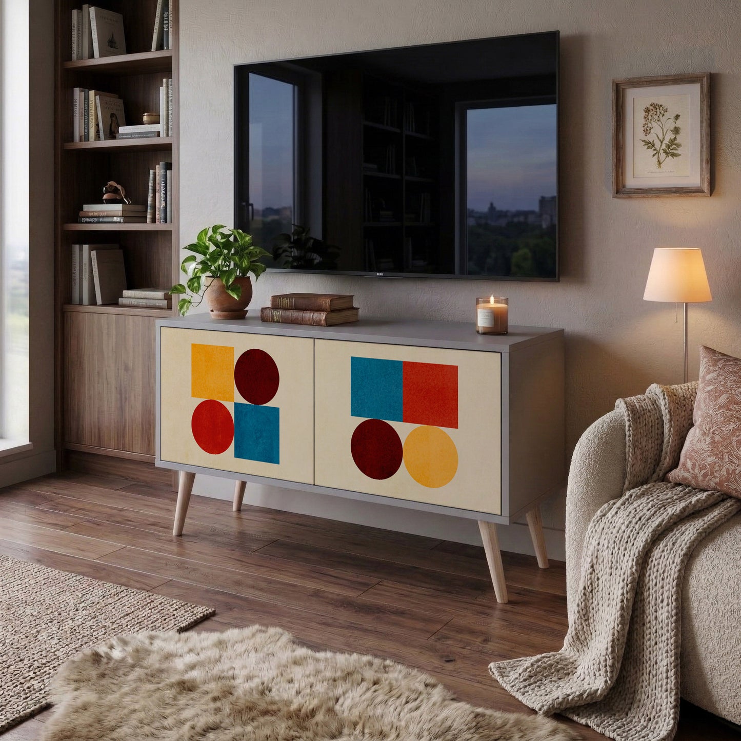 GEOMETRIC PUZZLE Kompaktní dvoudveřový TV stolek