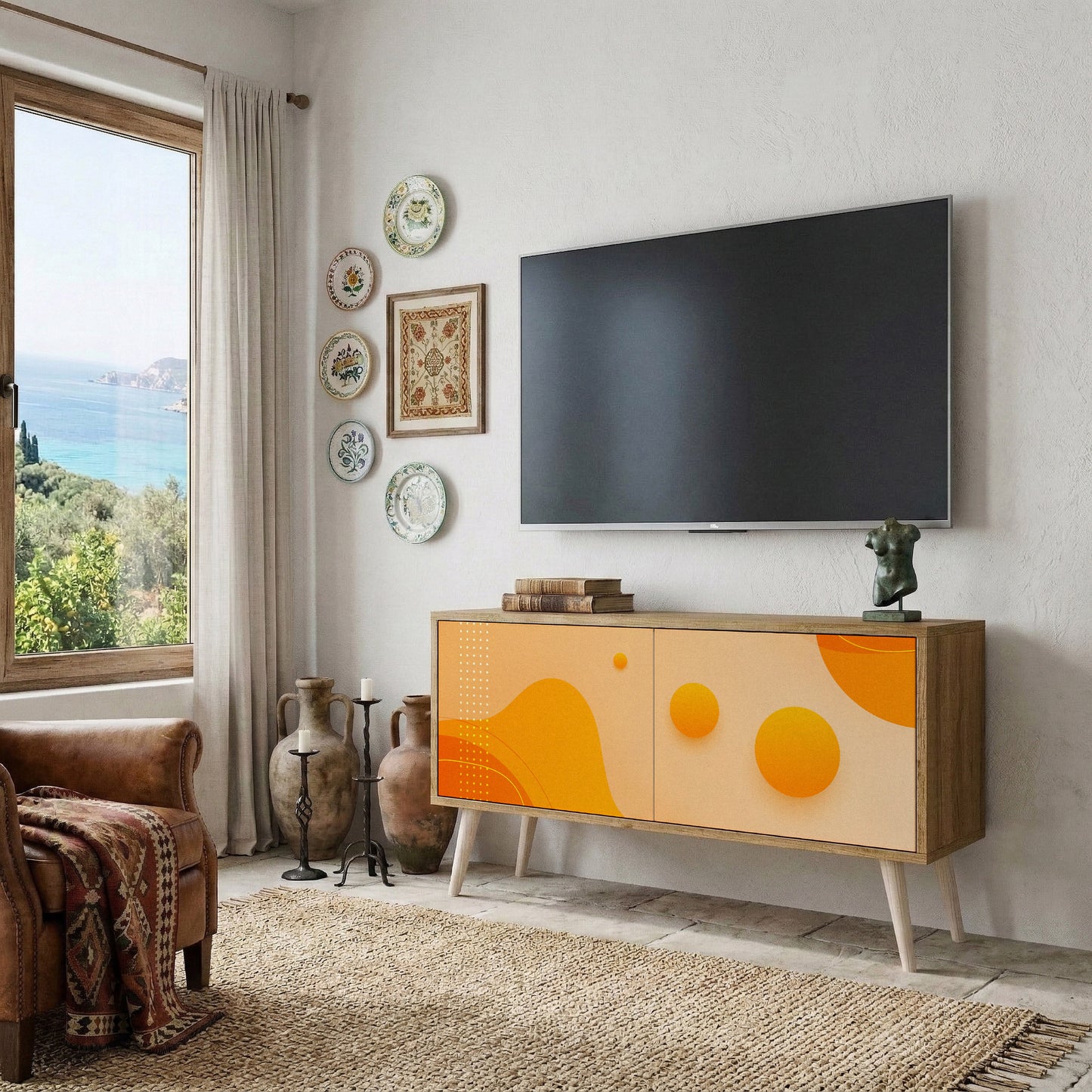 ORANGE ARRANGEMENT Kompaktní dvoudveřový TV stolek