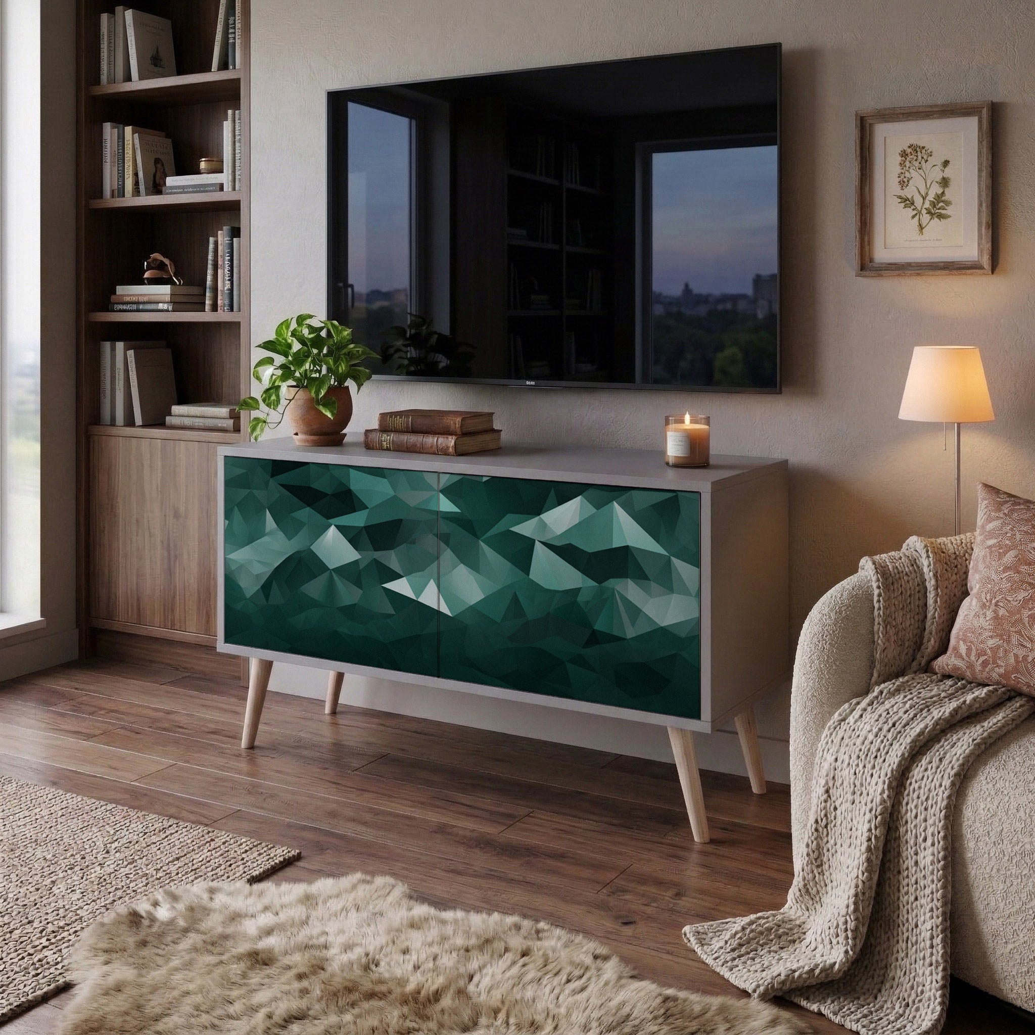 POLYGONAL FLOATING Kompaktní dvoudveřový TV stolek