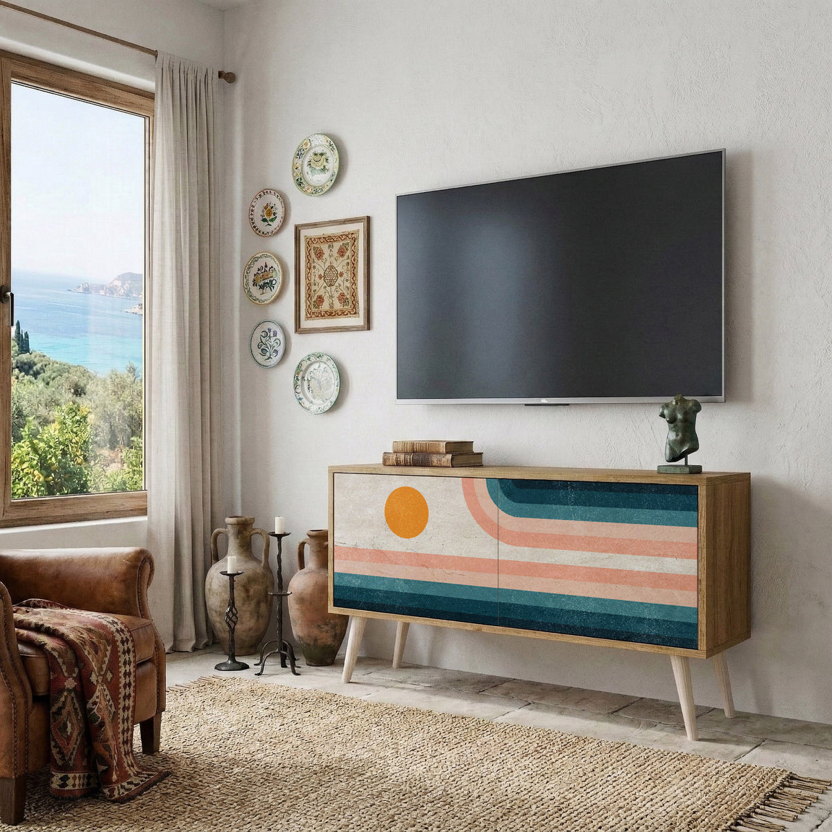 TWO HALVES Kompaktní dvoudveřový TV stolek