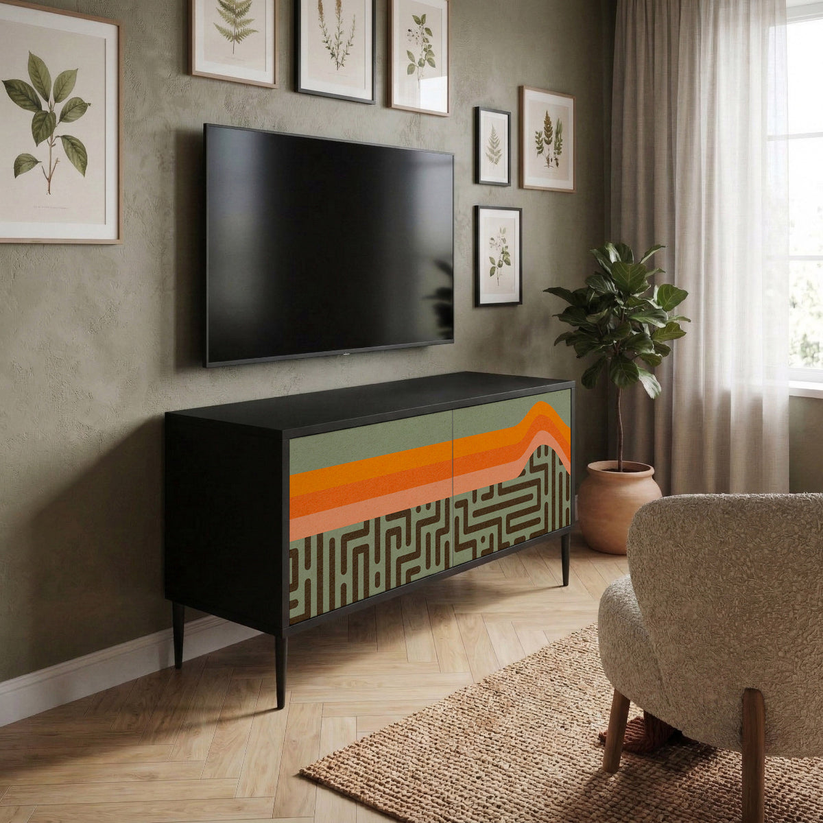 SIMPLE SOLUTIONS Kompaktní dvoudveřový TV stolek