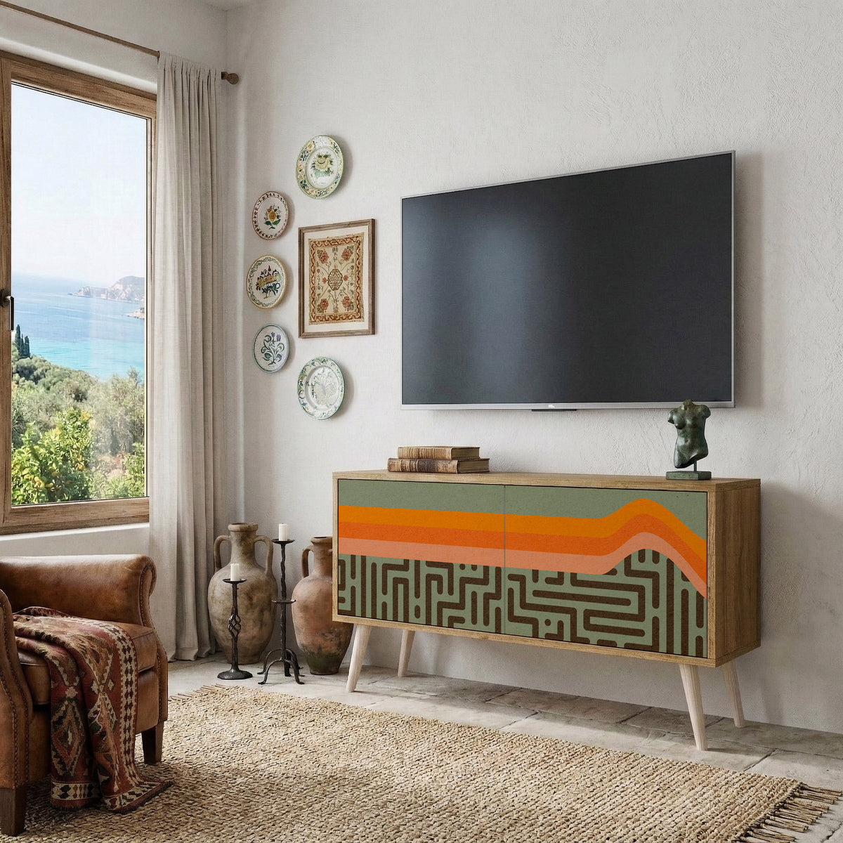 SIMPLE SOLUTIONS Kompaktní dvoudveřový TV stolek