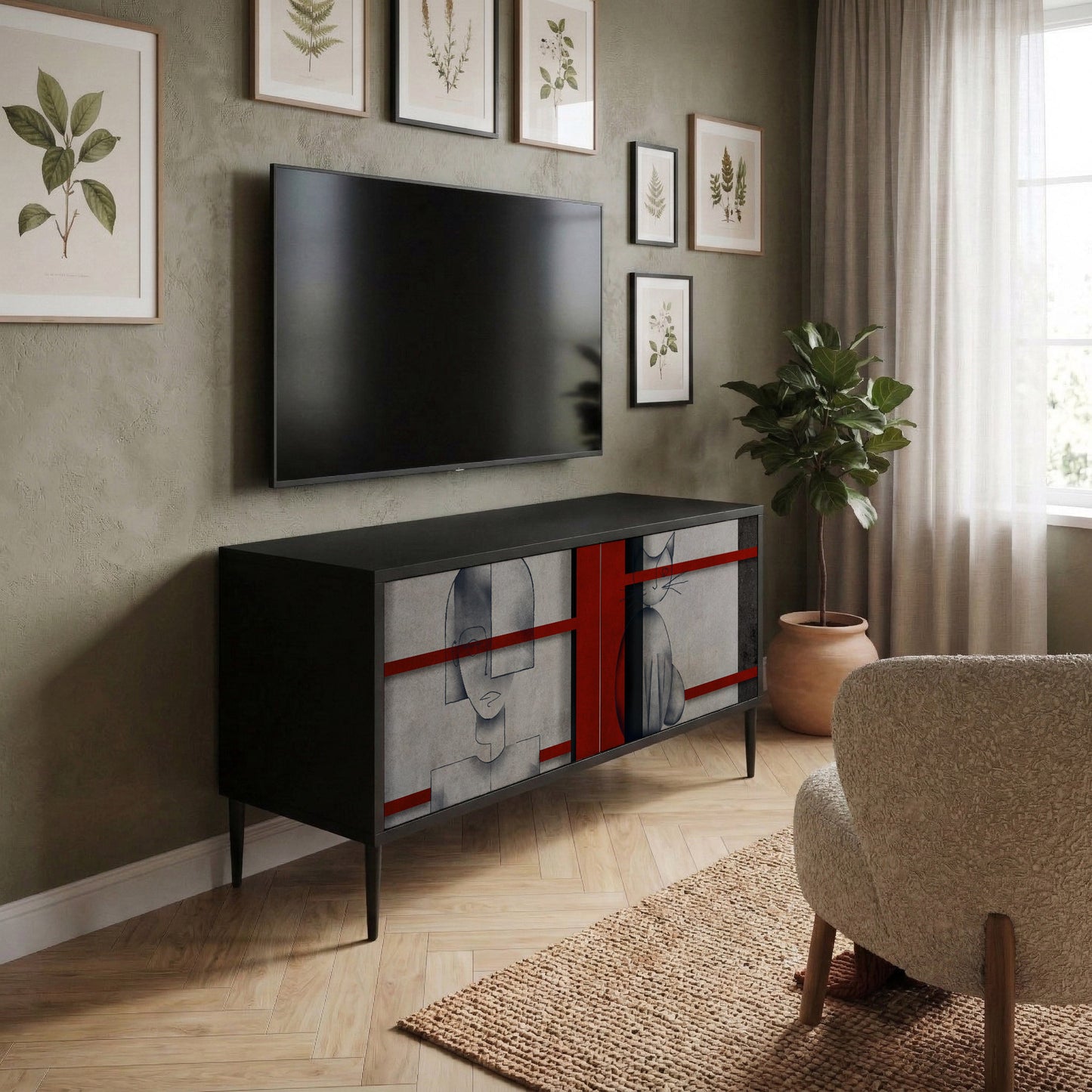 GRAY FIGURES Kompaktní dvoudveřový TV stolek