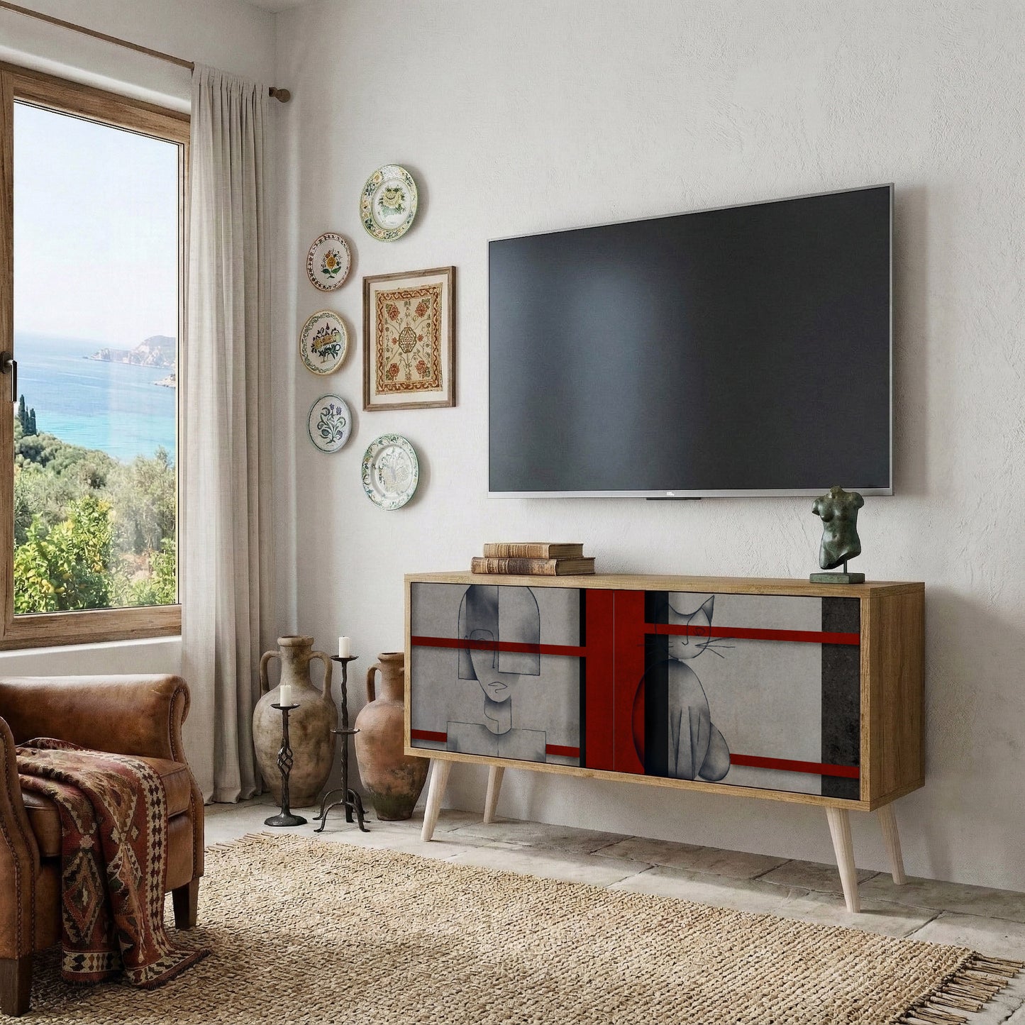 GRAY FIGURES Kompaktní dvoudveřový TV stolek