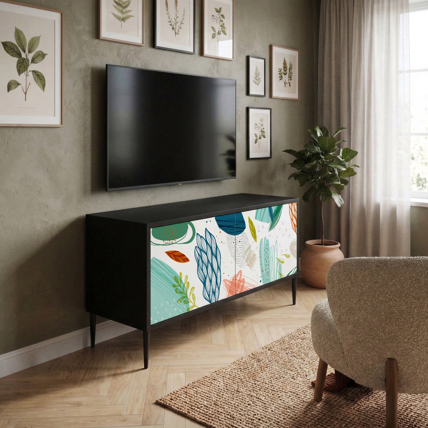 BOTANICAL HURRICANE Kompaktní dvoudveřový TV stolek
