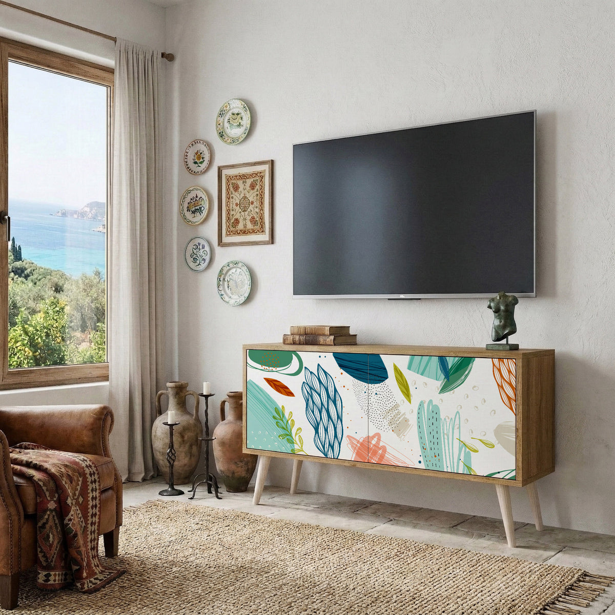 BOTANICAL HURRICANE Kompaktní dvoudveřový TV stolek