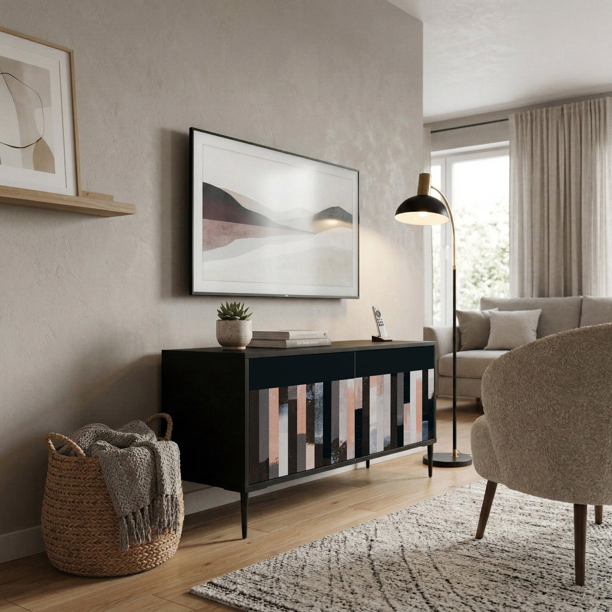 COLLAGE OF RECTANGLES Kompaktní dvoudveřový TV stolek