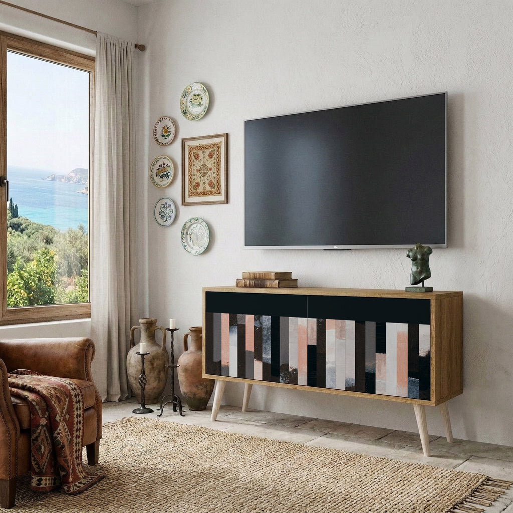 COLLAGE OF RECTANGLES Kompaktní dvoudveřový TV stolek