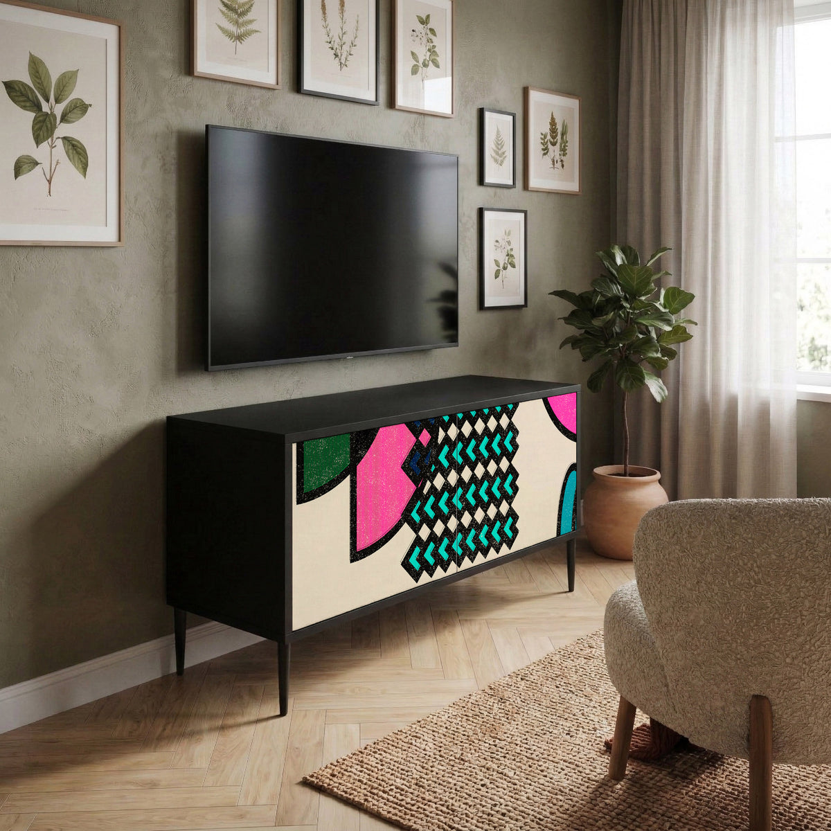 GEOMETRIC RHAPSODY Kompaktní dvoudveřový TV stolek