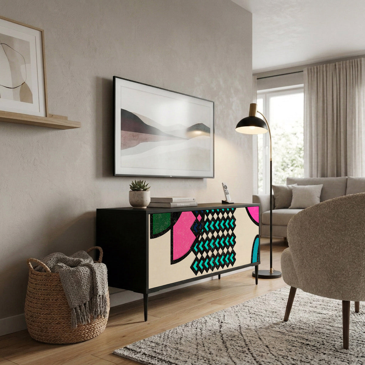 GEOMETRIC RHAPSODY Kompaktní dvoudveřový TV stolek