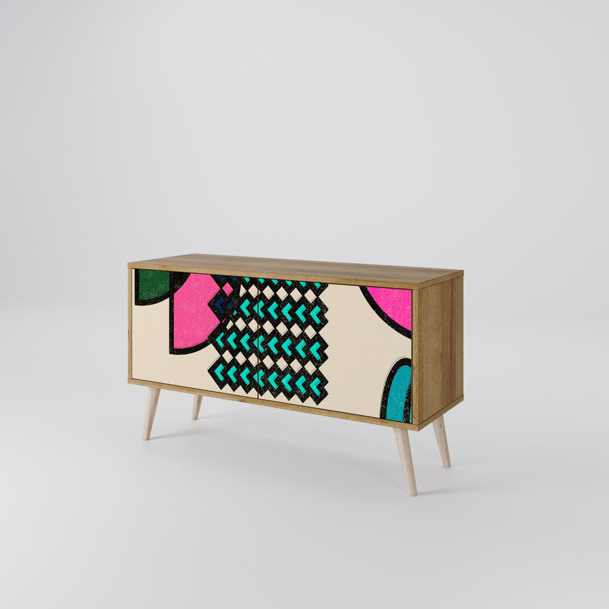 GEOMETRIC RHAPSODY Kompaktní dvoudveřový TV stolek