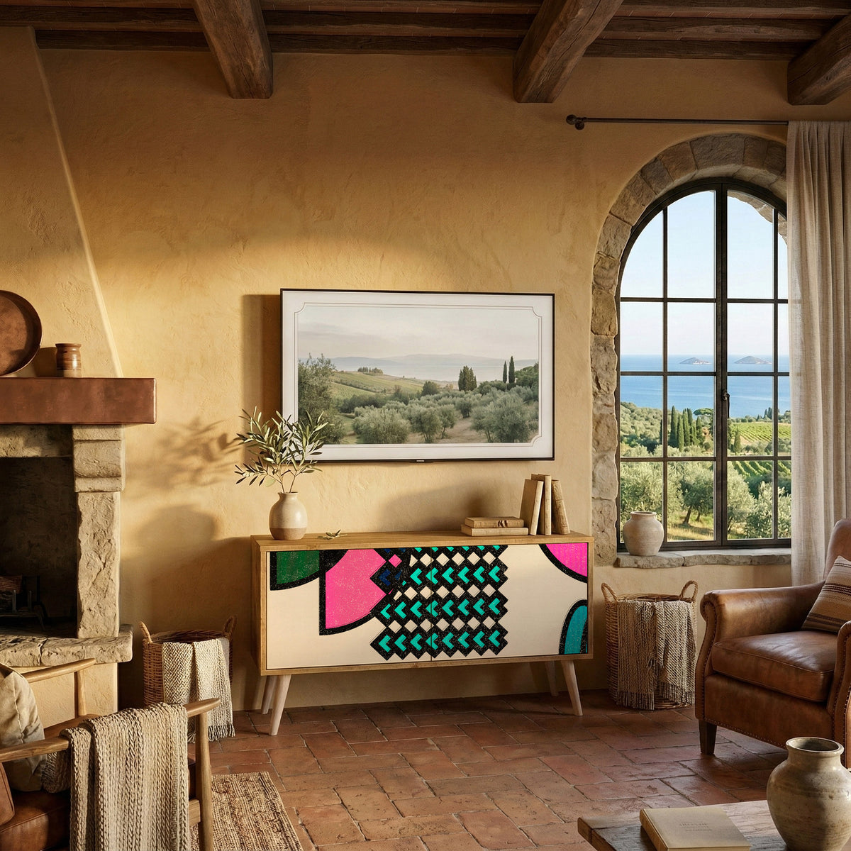 GEOMETRIC RHAPSODY Kompaktní dvoudveřový TV stolek