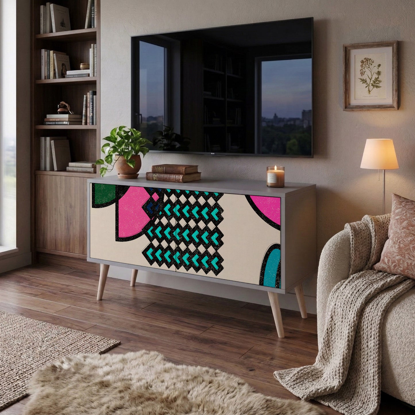 GEOMETRIC RHAPSODY Kompaktní dvoudveřový TV stolek