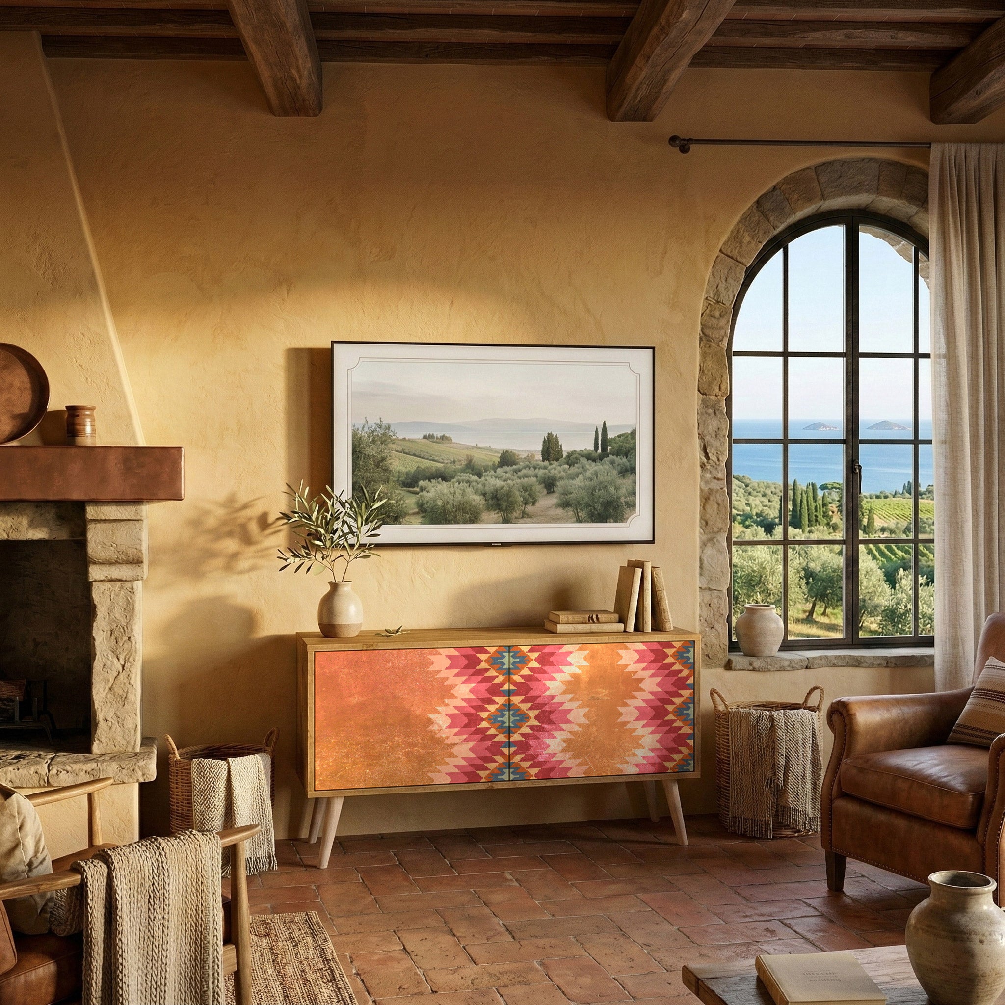 INDIAN FOLK Kompaktní dvoudveřový TV stolek