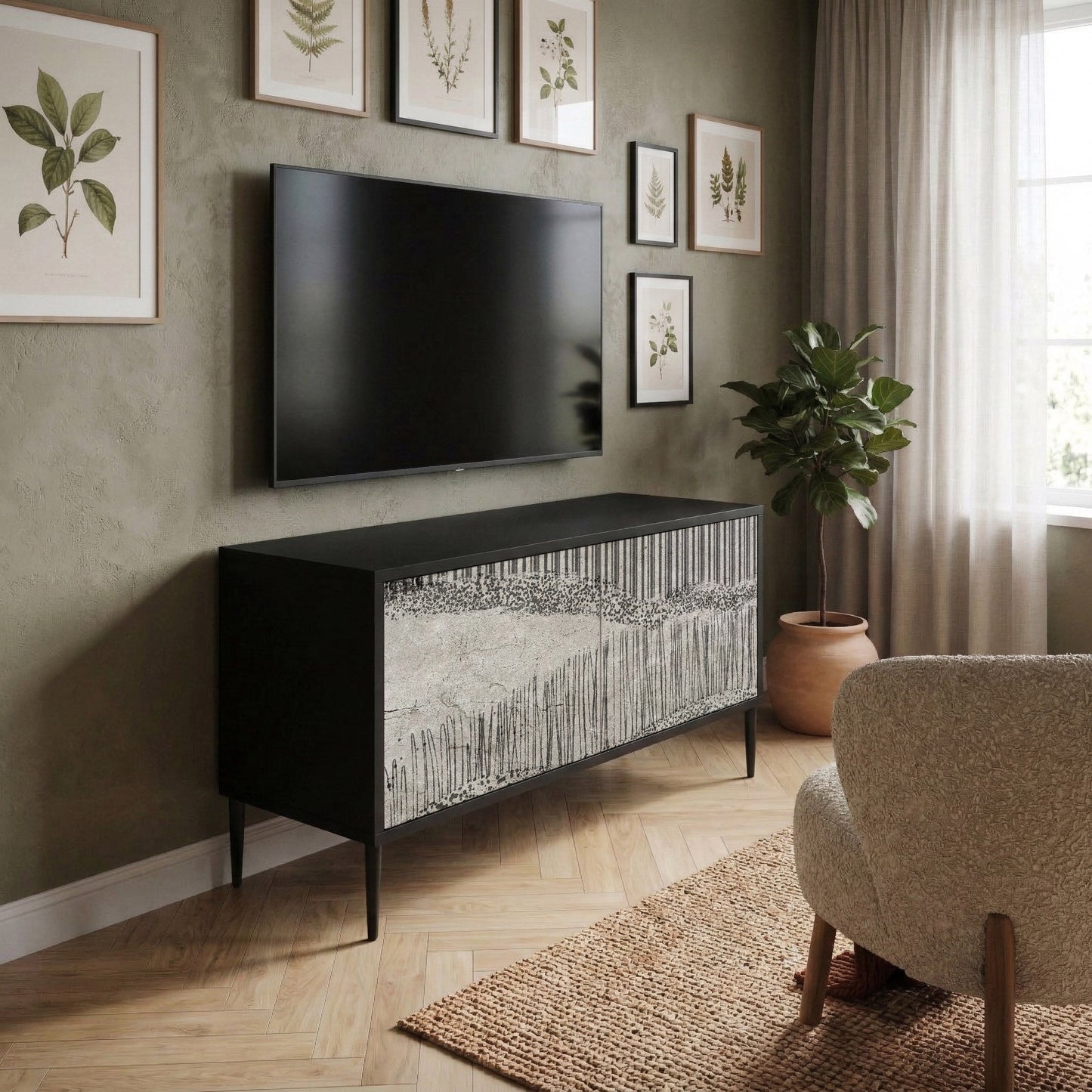 GRAIN LINES Kompaktní dvoudveřový TV stolek
