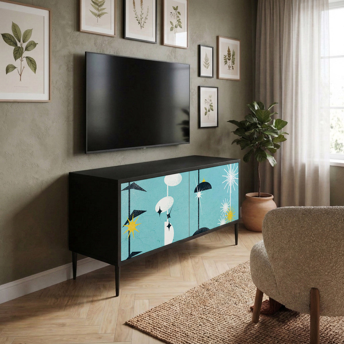 PATHS TO HAPPINESS Kompaktní dvoudveřový TV stolek