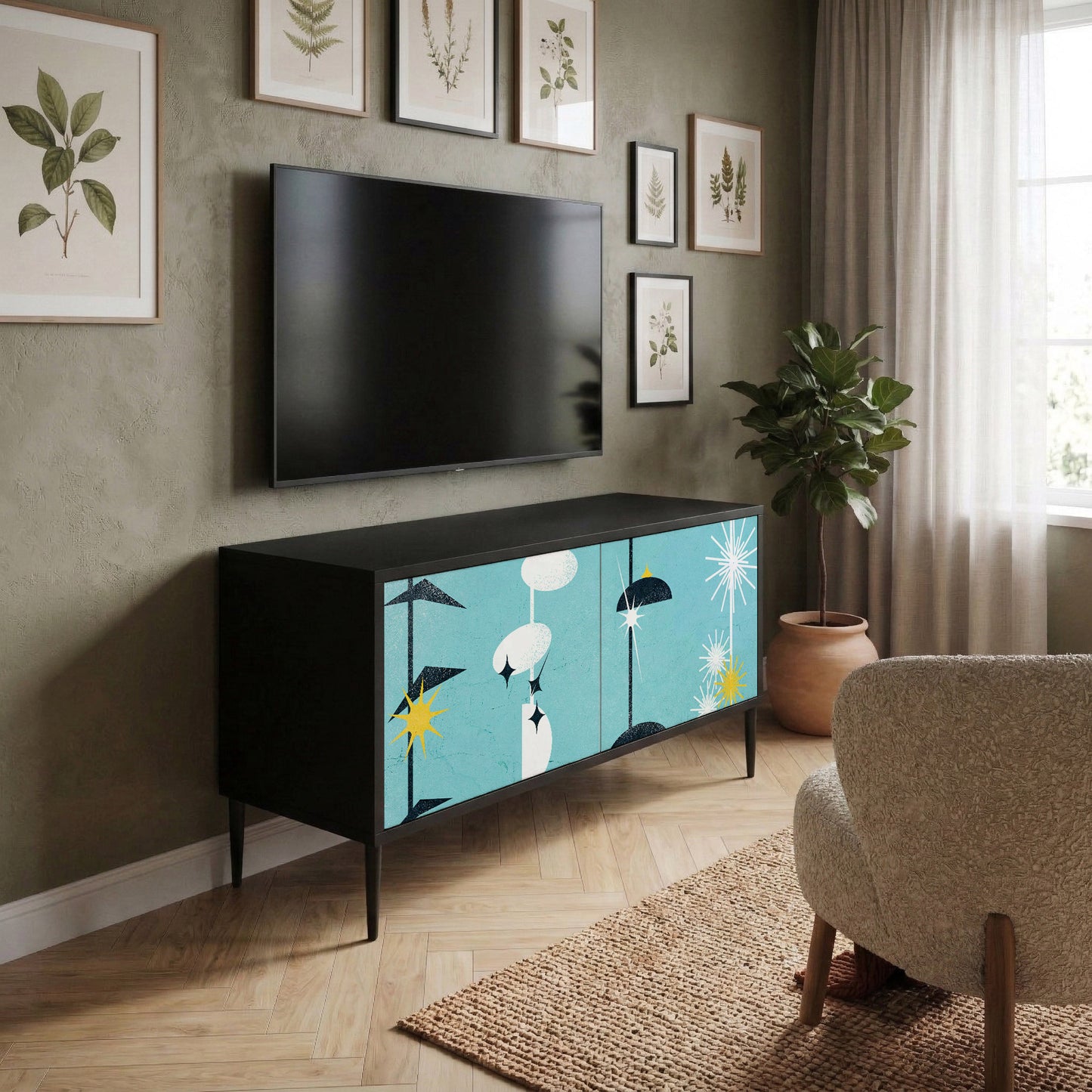 PATHS TO HAPPINESS Kompaktní dvoudveřový TV stolek