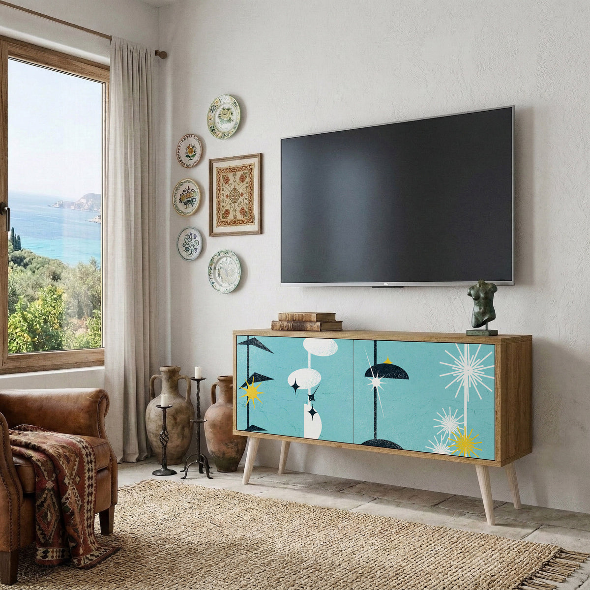 PATHS TO HAPPINESS Kompaktní dvoudveřový TV stolek