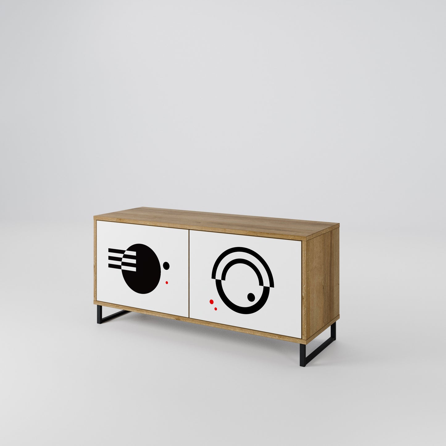 BLACK AND WHITE COMBINATION Kompaktní dvoudveřový TV stolek